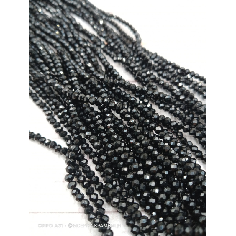 Ронделі, розмір 3*2 мм. Чорні непрозорі