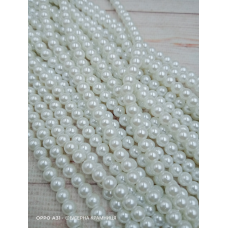Майорка 6 мм, круглі намистини, скло. Колір білий