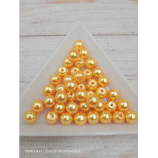 Майорка 6 мм, круглі намистини, скло. Колір світло-помаранчевий