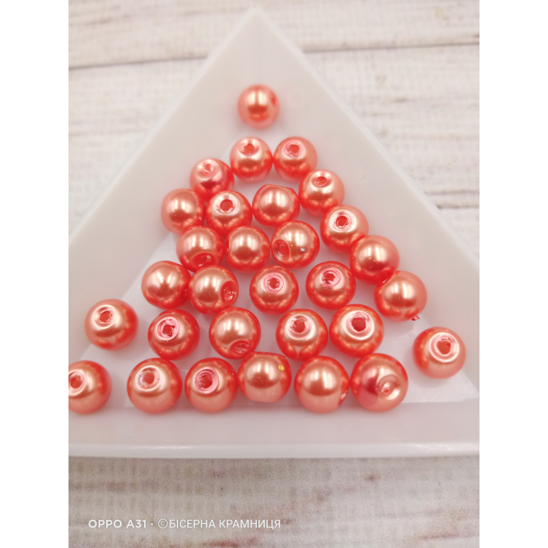 Майорка 6 мм, круглі намистини, скло. Колір мідний світлий Майорка 6 мм, круглі намистини, скло. Колір мідний світлий