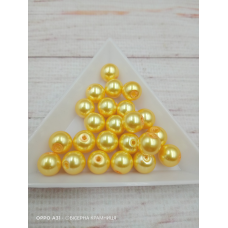 Майорка 8 мм, круглі намистини, скло. Колір жовто-золотий