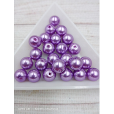 Майорка 8 мм, круглі намистини, скло. Колір бузковий