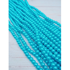 Майорка 4 мм, круглі намистини, скло. Колір блакитний аквамарин