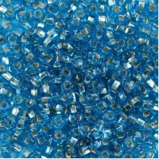 486-10/0-67010 Бісер Чехія (блискучий з квадратною серединкою, аквамарин), упаковка 50 грамів