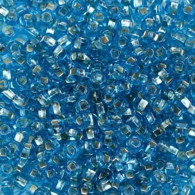 486-10/0-67010 Бісер Чехія (блискучий з квадратною серединкою, аквамарин), упаковка 50 грамів