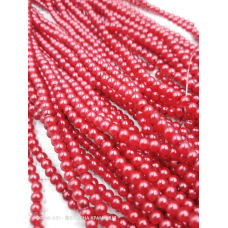 Майорка 4 мм, круглі намистини, скло. Колір червоний вишневий