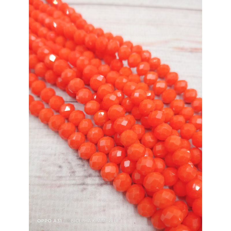 Ронделі, розмір 6*4 мм. Яскраві помаранчеві непрозорі