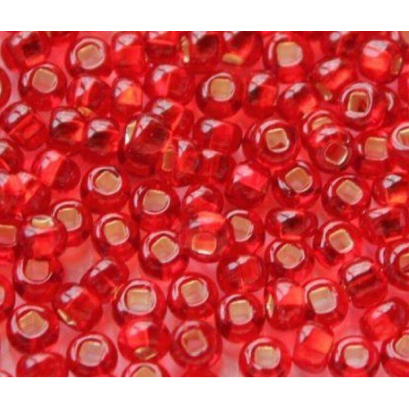 496-10/0-97070 Бісер Чехія (блискучий з квадратною серединкою, червоний), упаковка 50 грамів