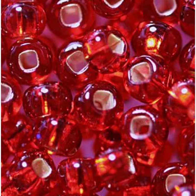 497-10/0-97090 Бісер Чехія (блискучий з квадратною серединкою, червоний темний), упаковка 50 грамів
