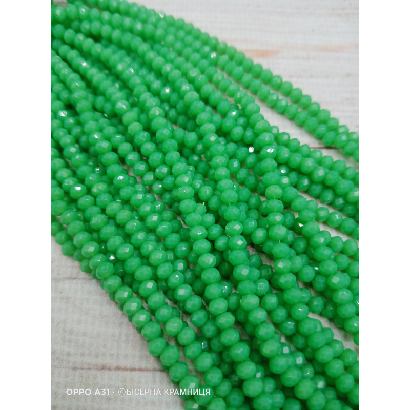 Ронделі, розмір 3,5*3 мм. Зелені напівпрозорі