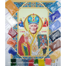 Набір для вишивки бісером на тканині “Ікона Миколай Чудотворець“