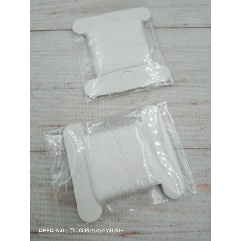 Нитка для бісеру TYTAN 100 № 2500 Білий (білосніжний) (30 метрів)