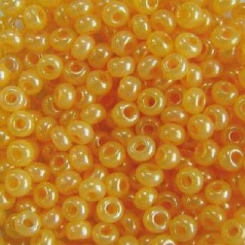 507-10/0-17383 Бісер Чехія (перламутровий, жовтий темний), упаковка 50 грамів