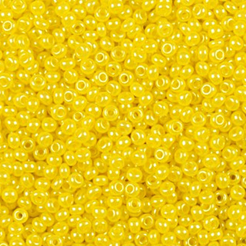 508-10/0-17386 Бісер Чехія (перламутровий, жовтий), упаковка 50 грамів