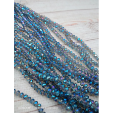 Ронделі, розмір 4*3 мм. Сірий прозорий із райдужним напиленням