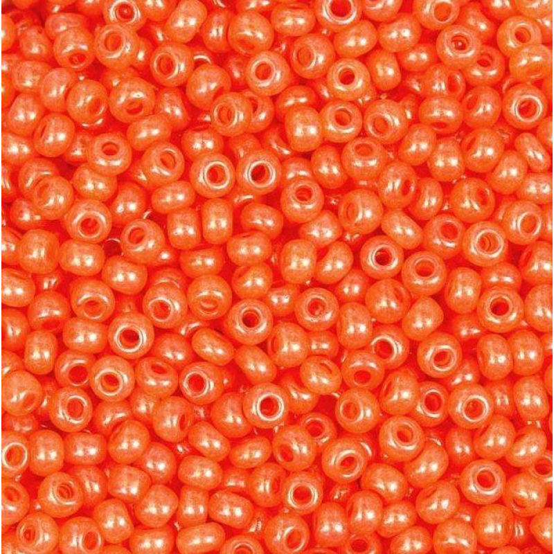 509-10/0-17389 Бісер Чехія (перламутровий, помаранчевий), упаковка 50 грамів