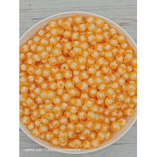Помаранчеві акрилові намистини Pumpkin (гарбузик) з білою намистиною всередині, 8 мм, 500 грамів
