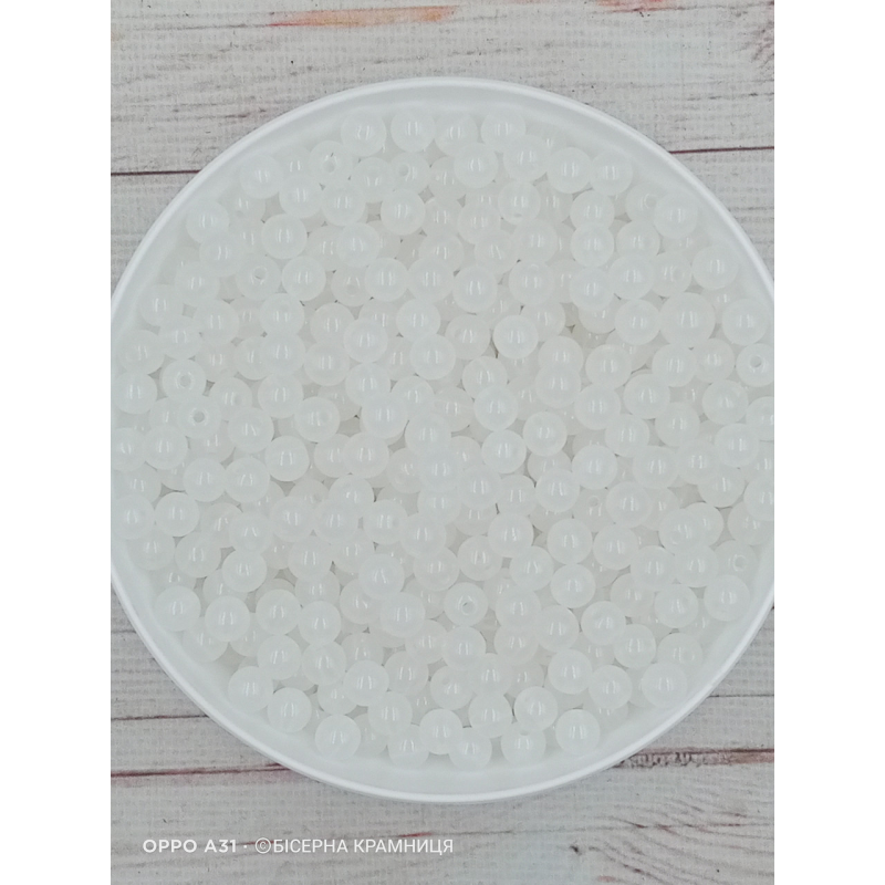 Білі акрилові “желейні“ намистини, 8 мм, 500 грамів
