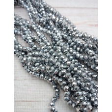 Ронделі, розмір 4*3 мм. Із сріблястим напиленням, непрозорі