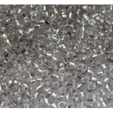 38249-10/0 Бісер Чехія (прозорий з блискучою серединкою, сірий), упаковка 50 грамів