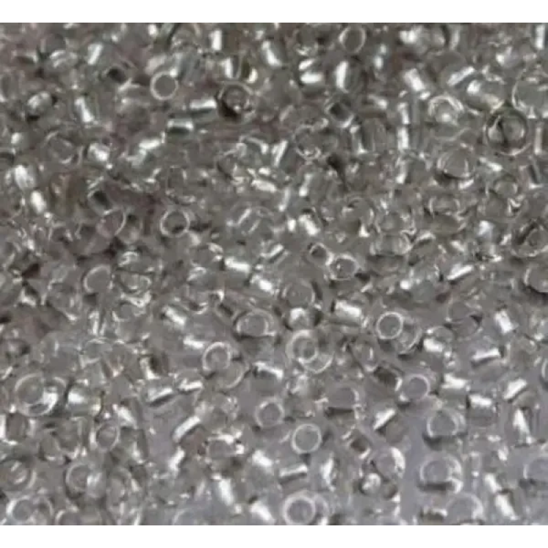 38249-10/0 Бісер Чехія (прозорий з блискучою серединкою, сірий), упаковка 50 грамів