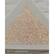 38218-10/0 Бісер Чехія (прозорий з блискучою серединкою, персиковий світлий), упаковка 50 грамів