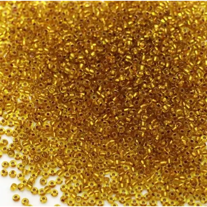 89010-10/0 Бісер Чехія (блискучий із золотистою серединкою, темно-жовтий), упаковка 50 грамів