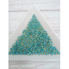 11024 бісер №10 Preciosa (Чехія) 5 грамів. Прозорий жовтий з синьою серединкою