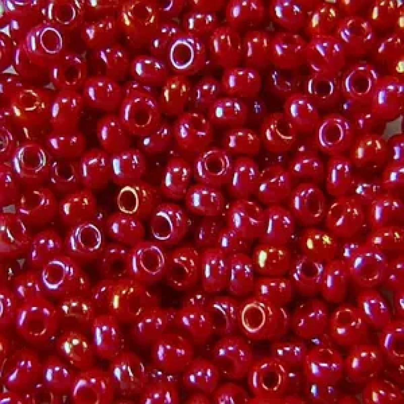 730-10/0-94190 Бісер Чехія (перлиновий райдужний, червоний), упаковка 50 грамів