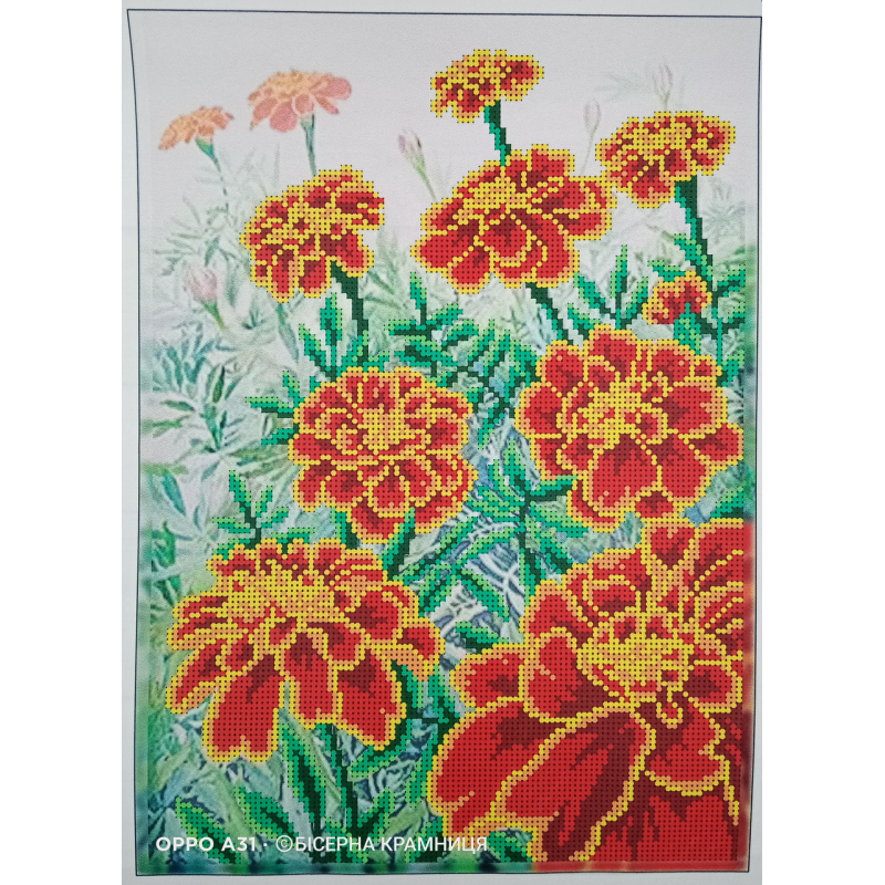 Схема для вишивки бісером “Чорнобривці“, розмір 22*31,5 см