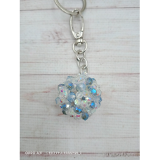 Брелок для ключів, для декору сумки, рюкзака зі скляних намистин з райдужним напиленням. Ручна робота