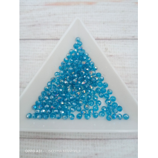 Ронделі, розмір 3*2 мм. Морська хвиля, прозорі з райдужним покриттям