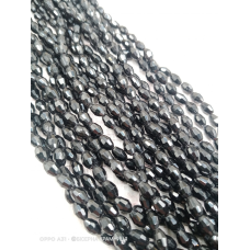 Намистини-овал, 6*4 мм. Чорні непрозорі