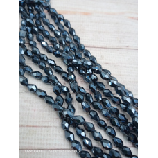 Намистини-краплі, 6*4 мм. Гематитові непрозорі