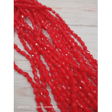 Намистини-краплі, 5*3 мм. Яскраві червоні непрозорі