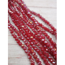 Ронделі, розмір 4*3 мм. Колір вишні, непрозорі з райдужним покриттям