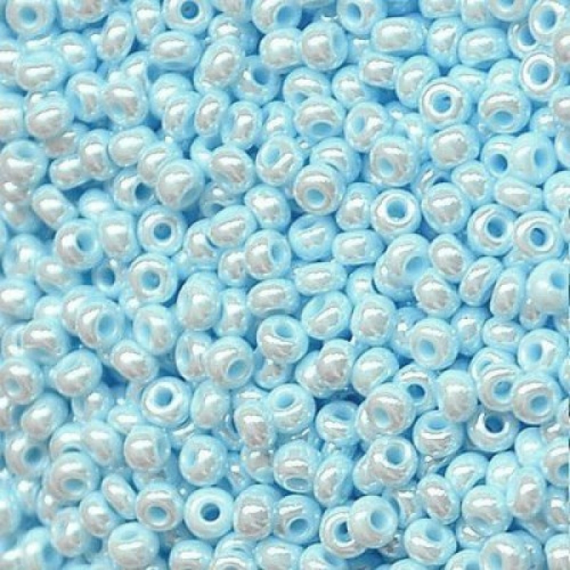 576-10/0-68000 Бісер Чехія (перламутровий, небесно-блакитний), упаковка 50 грамів
