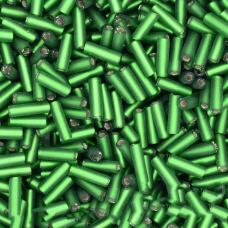 3““-57120 Стеклярус Чехія (стеклярус, матовий з блискучою серединкою, зелений), довжина 7 мм. Упаковка 10 грамів