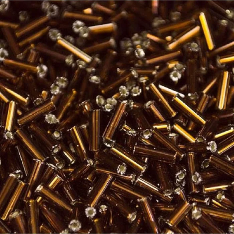 5““-17110 Стеклярус Чехія (стеклярус, блискучий коричневий), довжина 12 мм. Упаковка 10 грамів