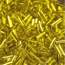 5““-87010 Стеклярус Чехія (стеклярус, блискучий лимонний), довжина 12 мм. Упаковка 10 грамів
