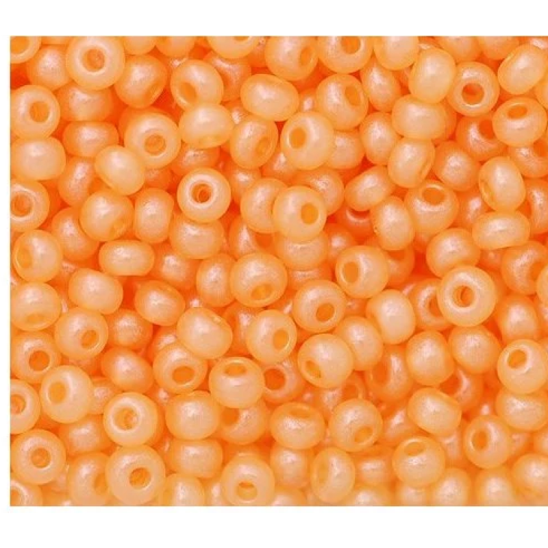 17992-10/0 Бісер Чехія (алебастровий з перлиновим напиленням, помаранчевий), упаковка 50 грамів