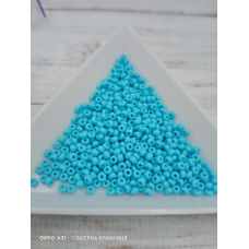 63020matt-10/0 Бісер Чехія (натуральний матовий, блакитний), упаковка 50 грамів