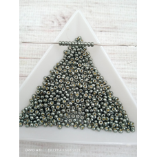 Бісер RR-5112 Miyuki DURACOAT Round Rocailles 11/0 (металізований, темний сірий), Японія. Ціна за 1 грам.