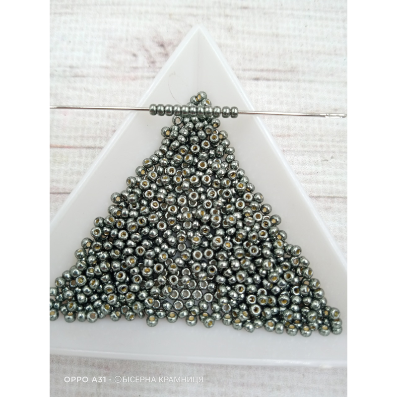 Бісер RR-5112 Miyuki DURACOAT Round Rocailles 11/0 (металізований, темний сірий), Японія. Ціна за 1 грам.