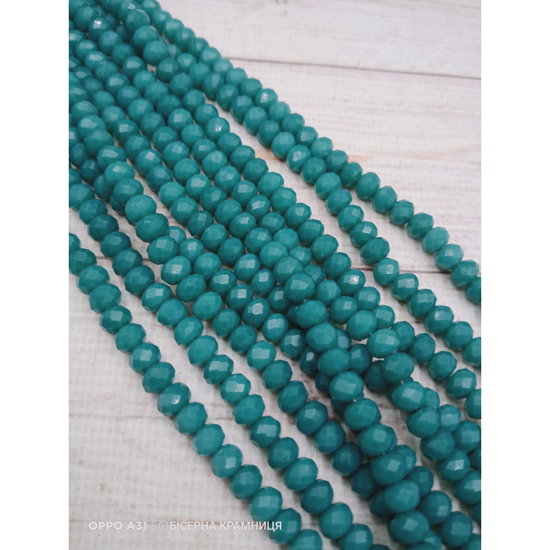 Ронделі, розмір 6*4 мм. Колір морської хвилі, непрозорі