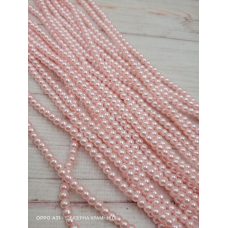 Майорка 4 мм, круглі намистини, скло. Ніжно-рожеві