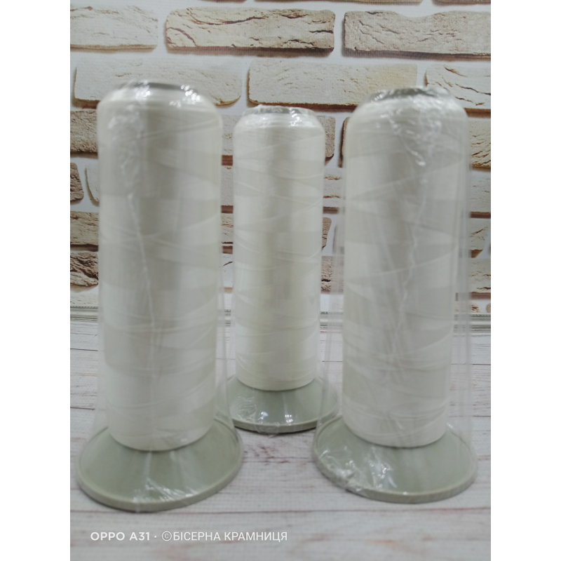 Нитка бісерна монокордова Cordem № 80, колір білий. 1000 метрів