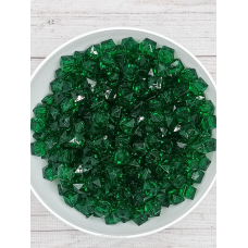Зелені смарагдові акрилові прозорі намистини Куб Гранований, 10 мм, 500 грамів