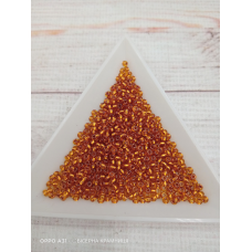 19070 бісер №10 Preciosa (Чехія) 5 грамів. Прозорий із мідною серединкою