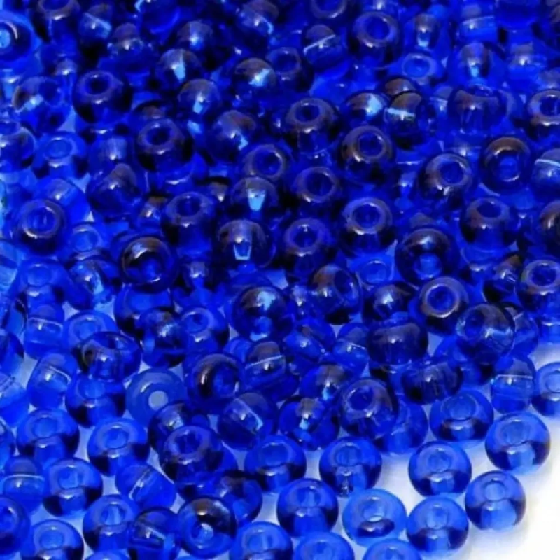 30100кв-10/0 Бісер Чехія (прозорий з квадратною серединкою, ультрамариновий), упаковка 50 грамів